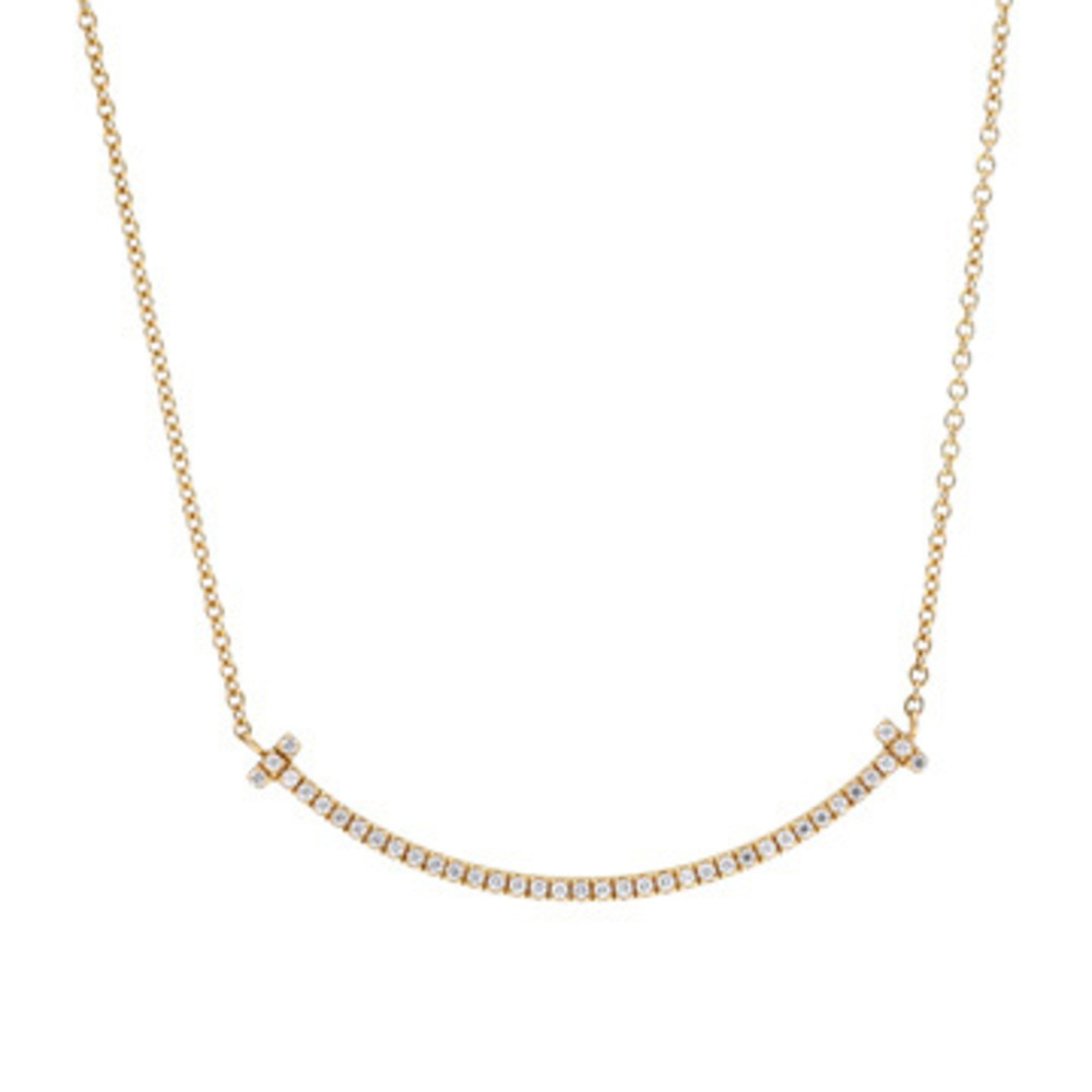 TIFFANY&Co. Tiffany T Smile Necklace, Small, Women's, 18K Yellow Gold (YG), A...